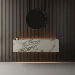 Умывальник подвесной Luxestone 144x50x37.5 см из керамогранита, с щелевым смывом и съемной ревизией (Stonesink_model_1_1) - Фото 2
